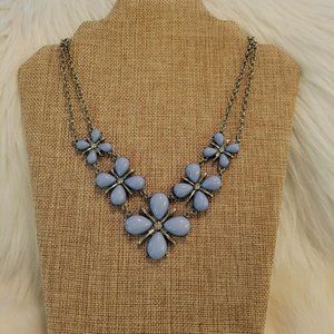 CHarming Charlie Southwestern Blue‎ Flower Rhinestone Necklace Adjustable 8834